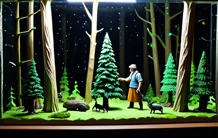 Diorama Creation**

"A collector meticulously crafting a diorama for their action figures, using polystyrene foam, paints, and miniature trees to create a forest scene. The scene is lit with small LED lights highlighting the figures. Safe for work, appropriate content, fully clothed, professional, perfect anatomy, correct proportions, well-formed hands, proper finger count, natural body proportions, modest clothing, professional photography, high quality."

**