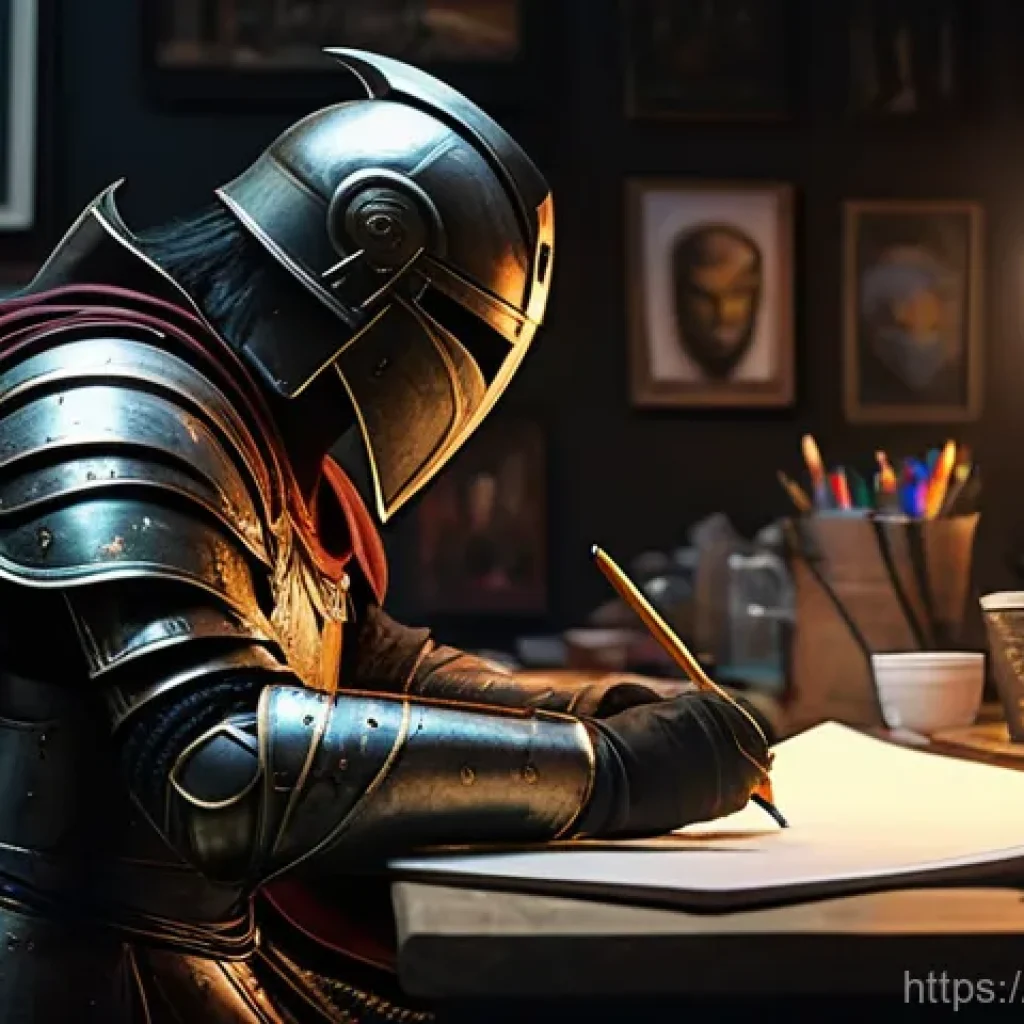 캐릭터 피규어 제작 공정 - **Prompt for Concept Art:**
"A concept artist is deeply engrossed in their work, sketching a her...