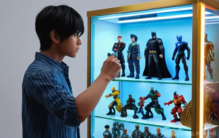 애니메이션 피규어 수집 취미 - **Prompt:** A young female collector, aged 18, with bright, enthusiastic eyes, is carefully unboxing...