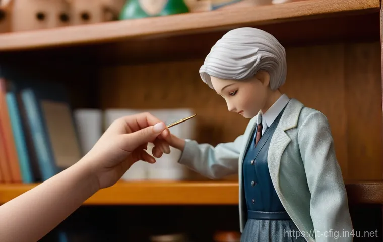 애니메이션 피규어 수집 취미 - **Prompt:** A discerning male collector, approximately 25 years old, is meticulously arranging a new...