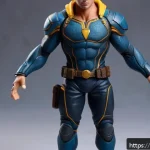 Home 18 피규어 정품 여부 구별법 - A highly detailed close-up of an authentic collectible action figure made from solid, balanced-weigh...