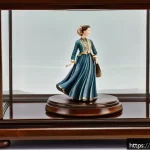 Home 23 PVC 피규어와 레진 피규어의 차이 - A highly detailed resin collectible figure displayed on a sturdy wooden base in a well-lit glass sho...