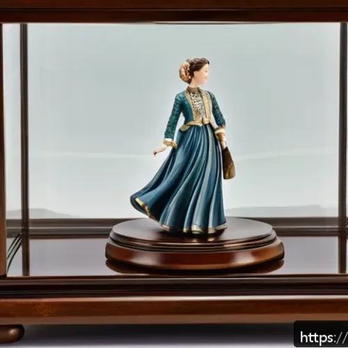 Home 17 PVC 피규어와 레진 피규어의 차이 - A highly detailed resin collectible figure displayed on a sturdy wooden base in a well-lit glass sho...