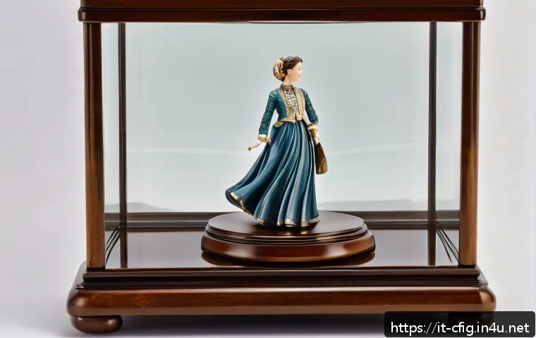 PVC 피규어와 레진 피규어의 차이 - A highly detailed resin collectible figure displayed on a sturdy wooden base in a well-lit glass sho...